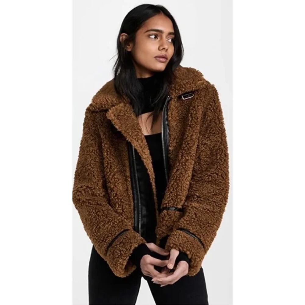 Stand Studio Audrey Brown Shearling Jacket With B… - image 1
